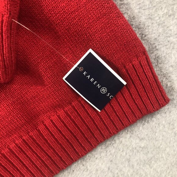 Karen Scott Womens XL Christmas UGLY Sweater red Black Snowflake small flaw - Picture 3 of 9